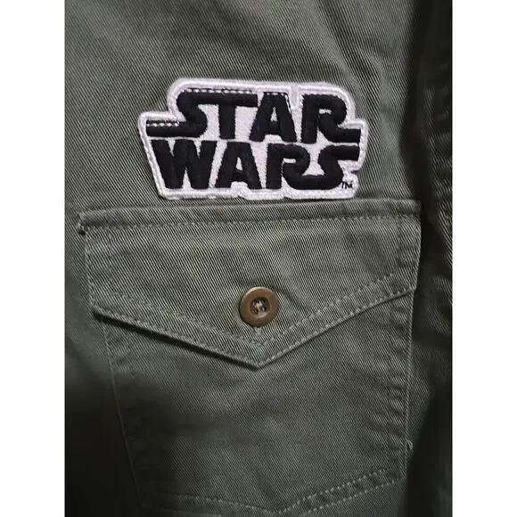 Star Wars Shirt Women Green Army Patches Rebel Alliance Elite Force Size Medium - Picture 3 of 14